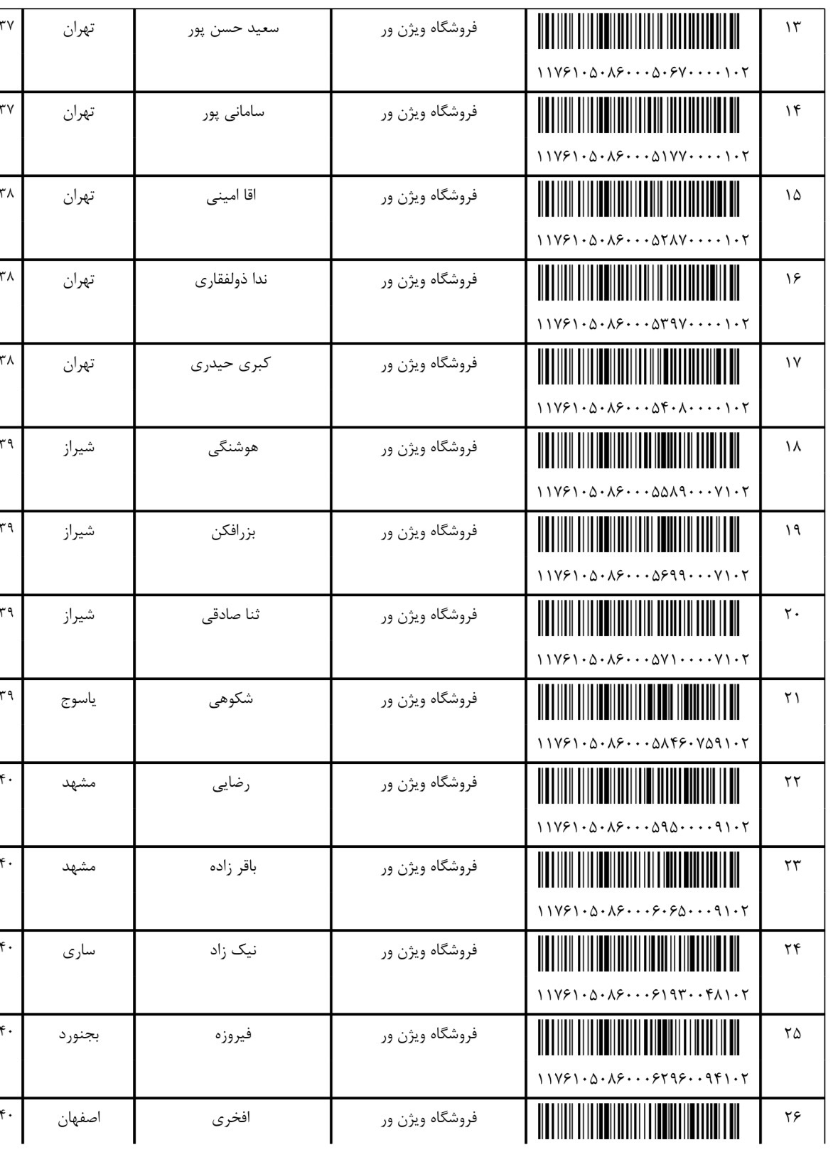 کد رهگیری 24 و 25 خرداد