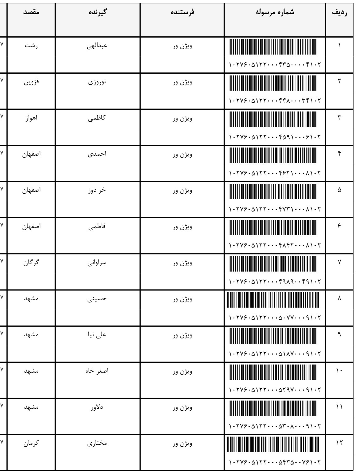 کد رهگیری 29 تیر
